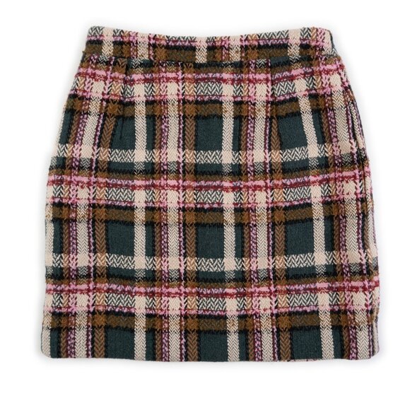 PINK LILY plaid mini skirt with gold buttons size S - Picture 3 of 9